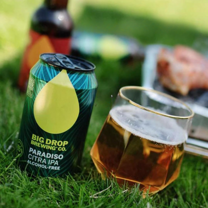 Big Drop Brewing Co Paradiso Citra IPA Can & glass field