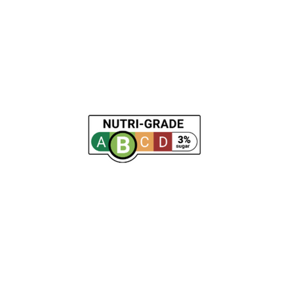Nutri-Grade label with color-coded rating system on a white background