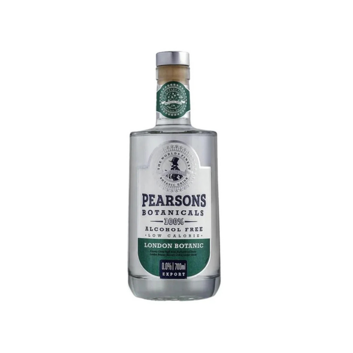 Pearsons Botanicals alcohol-free gin bottle on a white background