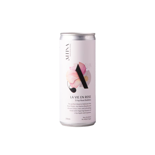 Canned drink with 'La Vie En Rose' branding on a white background