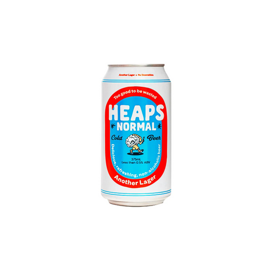 Can of 'Heaps Normal' beer on a white background