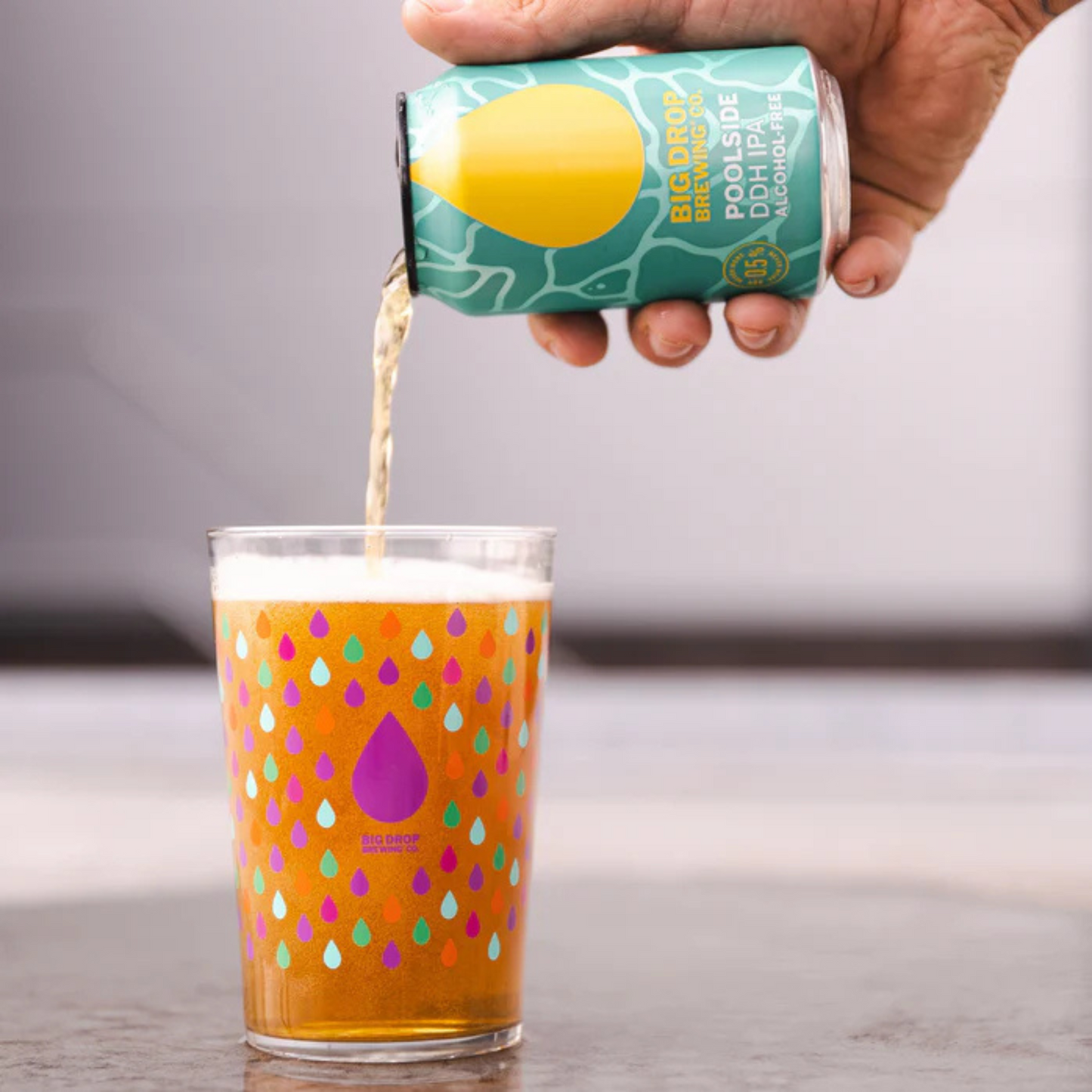Big Drop Pool Side DDH IPA Can Pouring in Glass