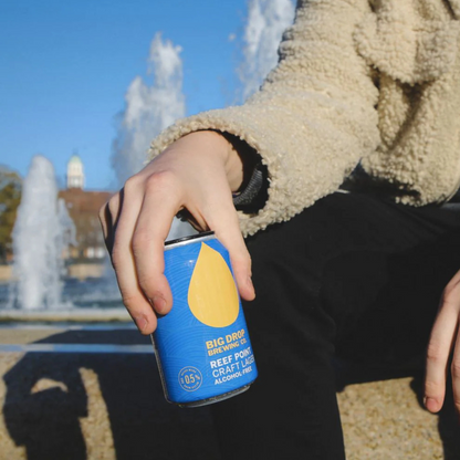 Big Drop ReefPoint lager can in man hand