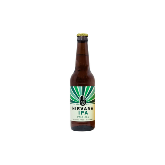 Nirvana IPA beer bottle on a white background
