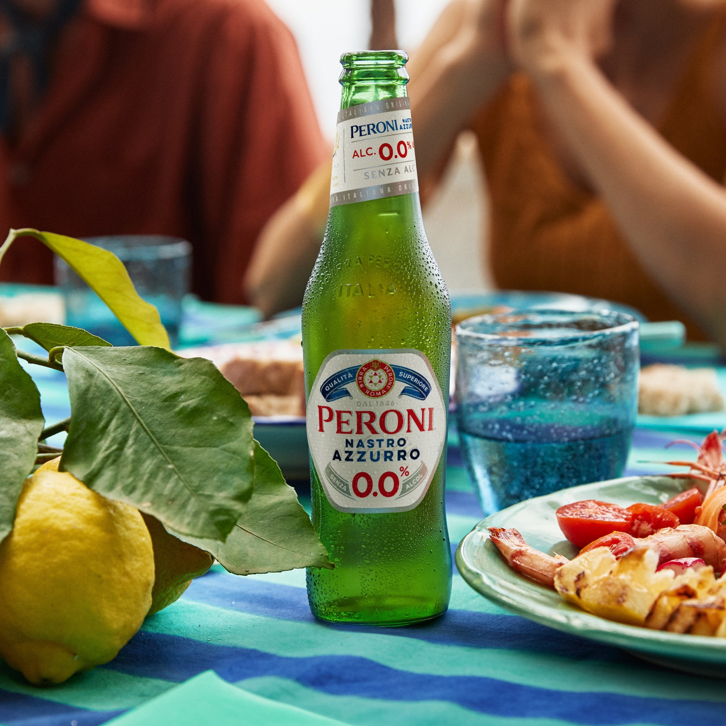 Peroni 0.0% with food