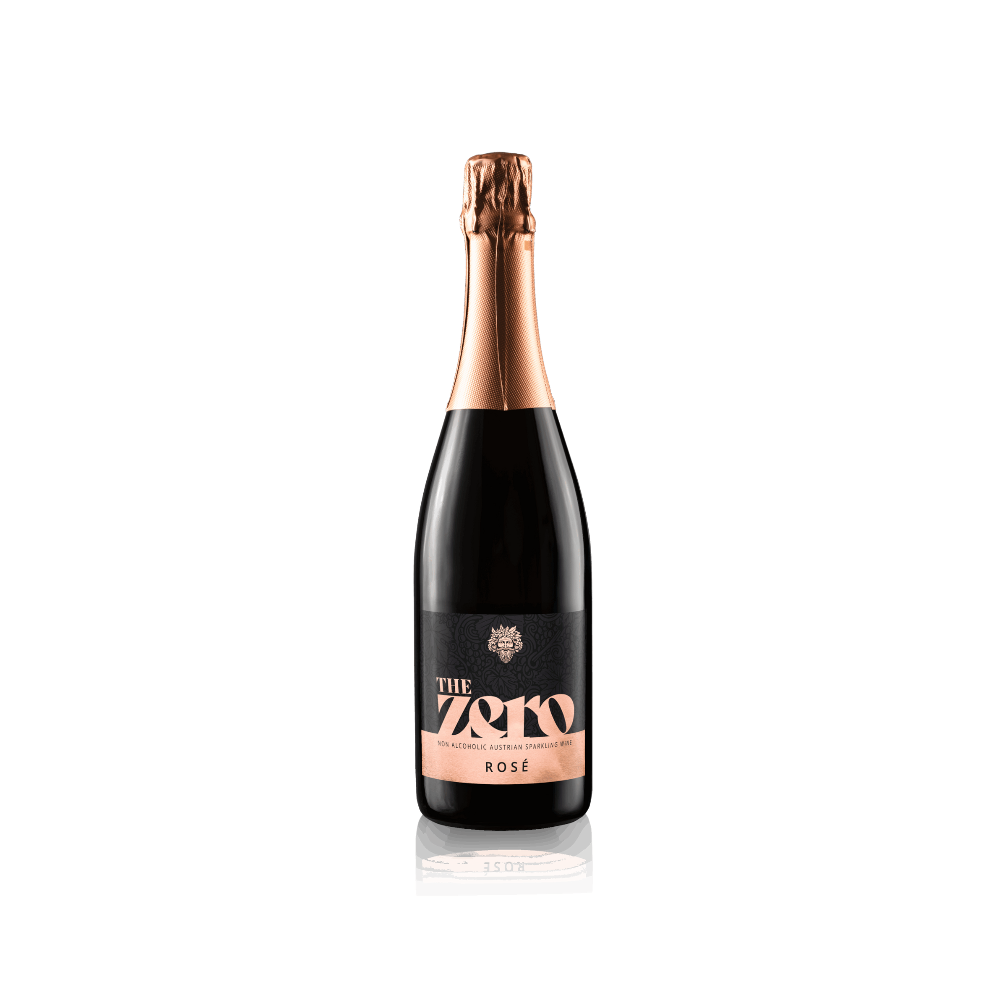 Bottle of The Zoko Rosé champagne on a white background